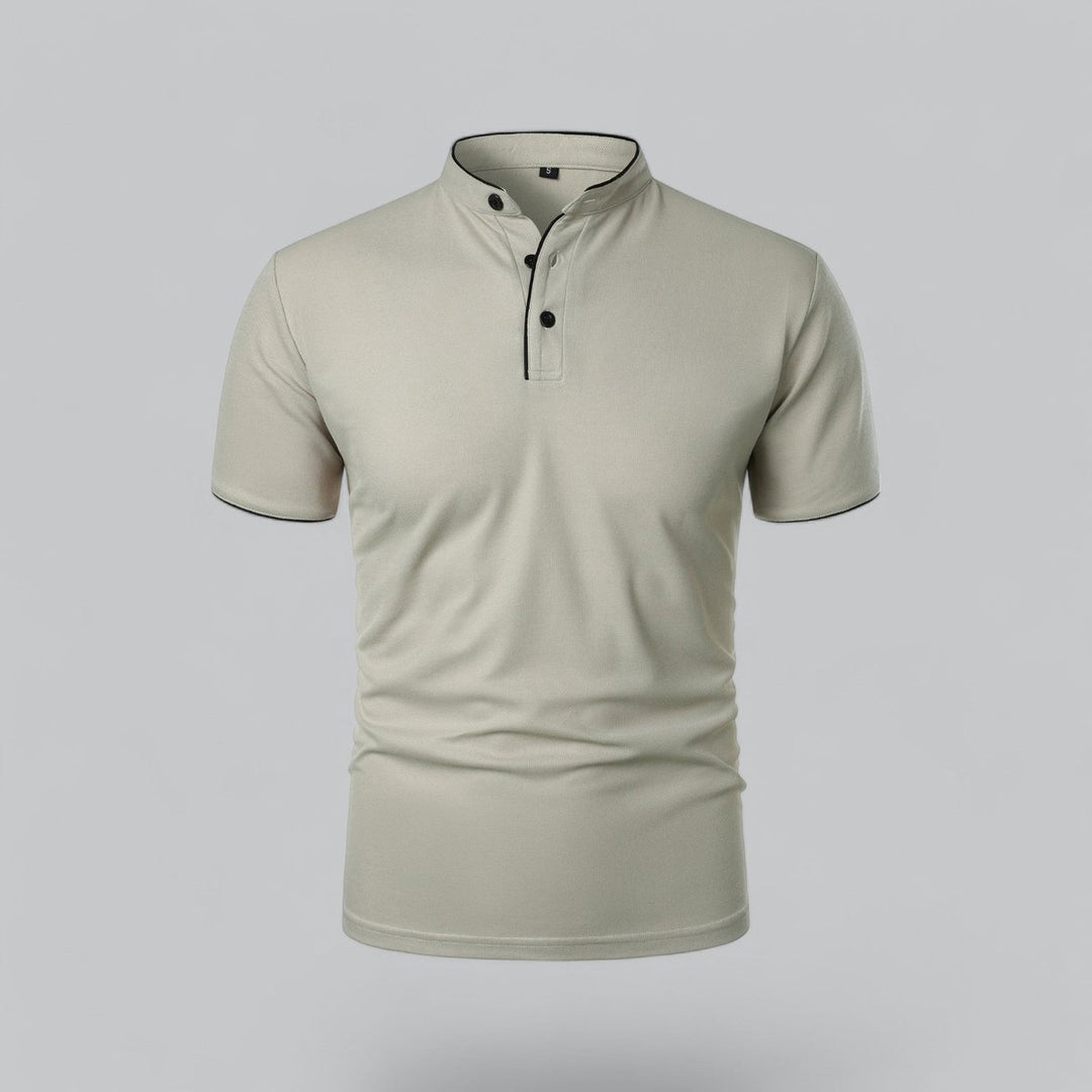 Men's Henley Short-Sleeve Collarless Cotton Polo Shirt