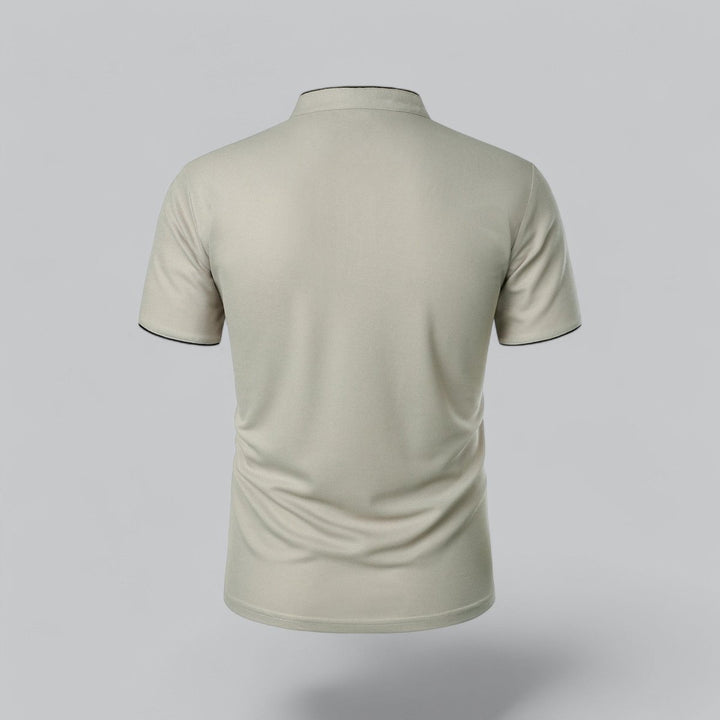 Men's Henley Short-Sleeve Collarless Cotton Polo Shirt