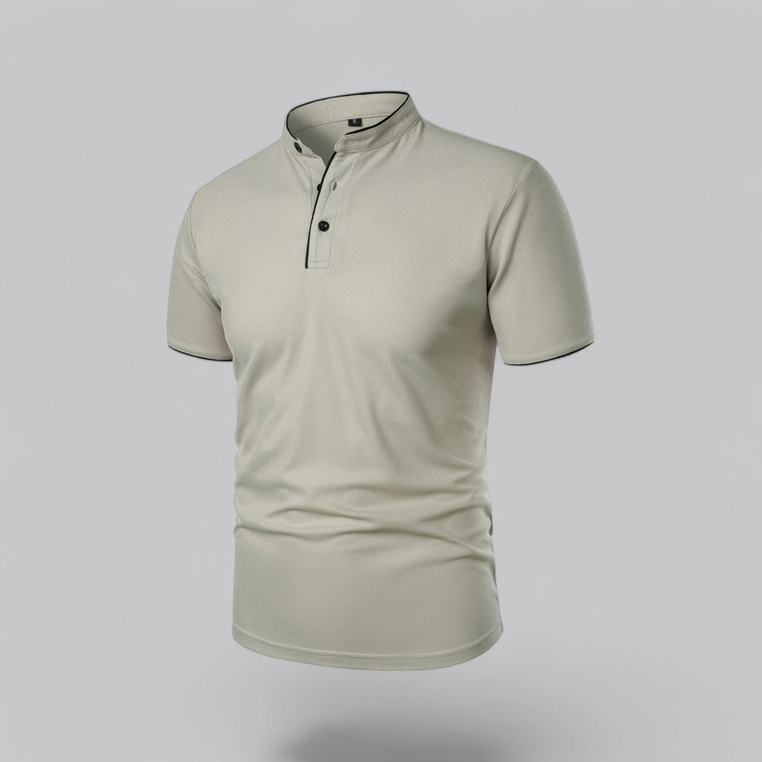 Men's Henley Short-Sleeve Collarless Cotton Polo Shirt