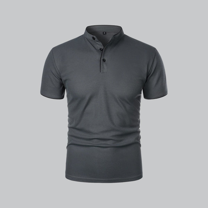 Men's Henley Short-Sleeve Collarless Cotton Polo Shirt