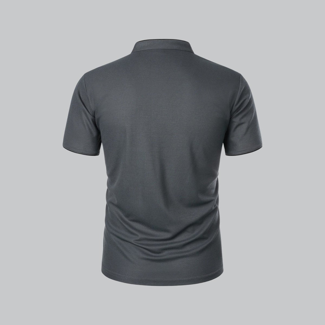 Men's Henley Short-Sleeve Collarless Cotton Polo Shirt