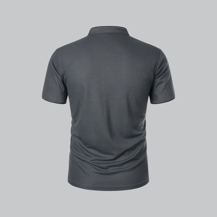 Men's Henley Short-Sleeve Collarless Cotton Polo Shirt