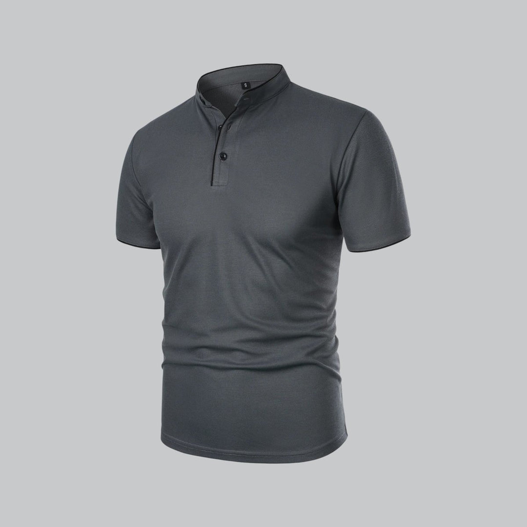Men's Henley Short-Sleeve Collarless Cotton Polo Shirt