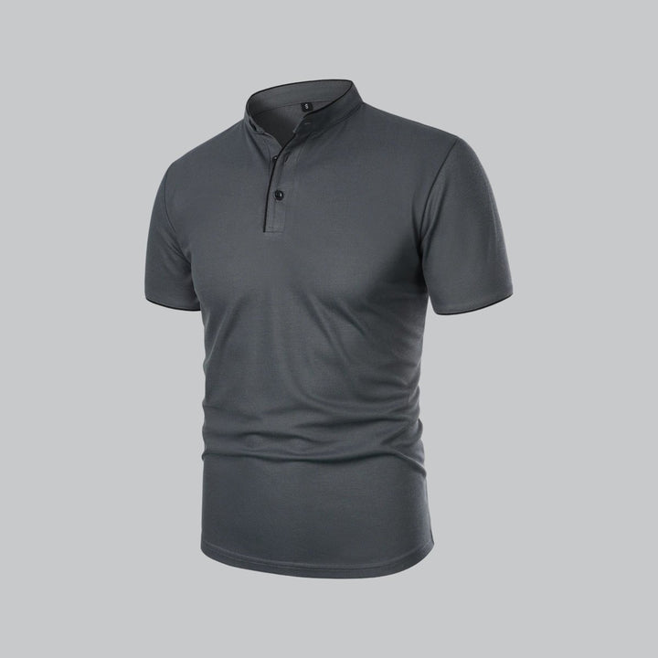 Men's Henley Short-Sleeve Collarless Cotton Polo Shirt