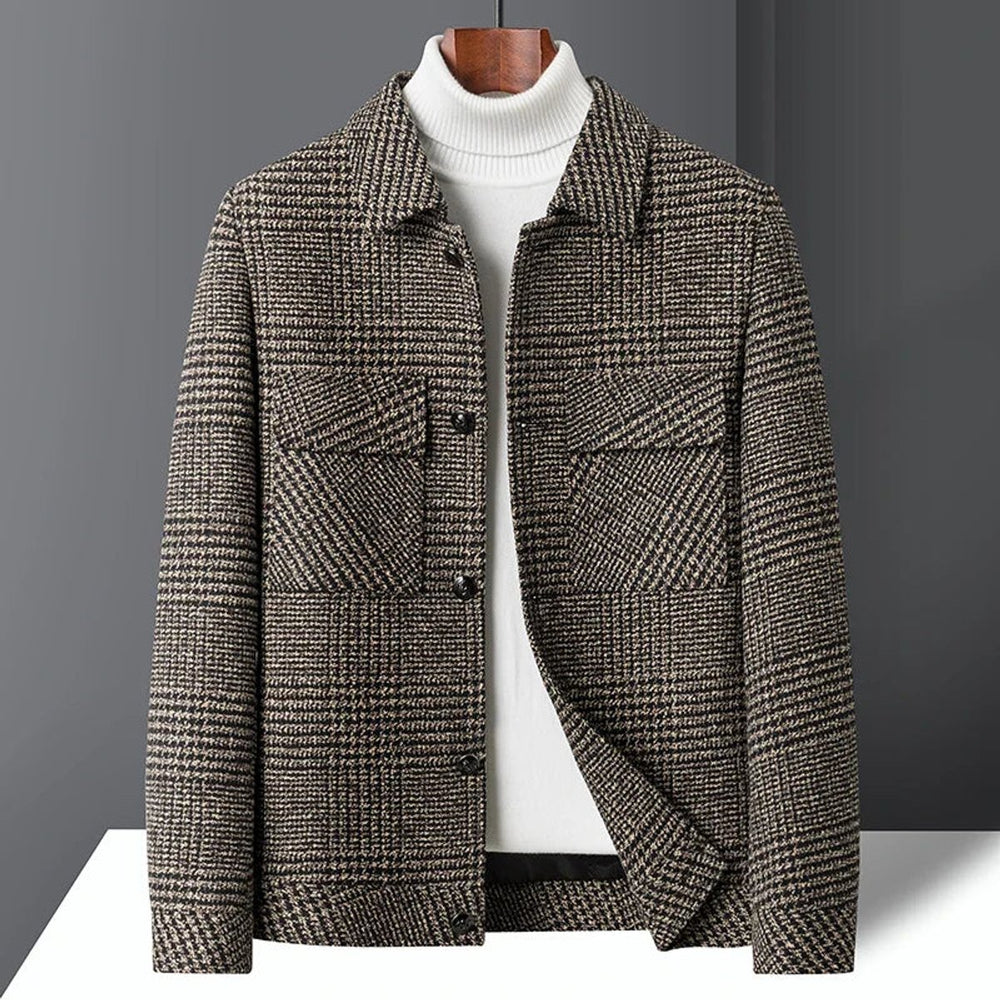 Mens Heritage Check Wool-Blend Jacket Coat