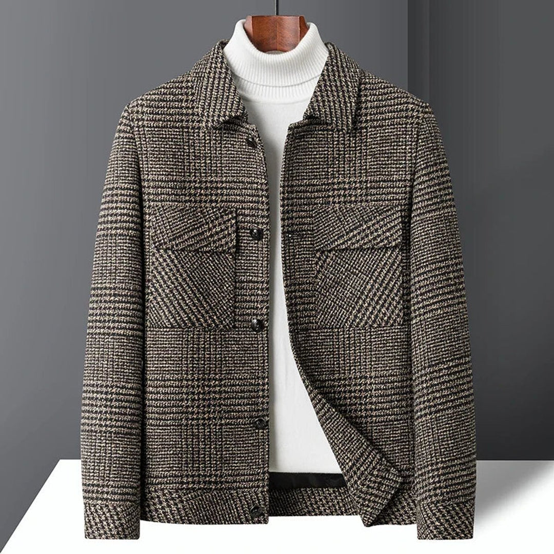 Mens Heritage Check Wool-Blend Jacket Coat