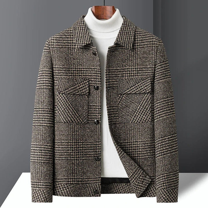 Mens Heritage Check Wool-Blend Jacket Coat