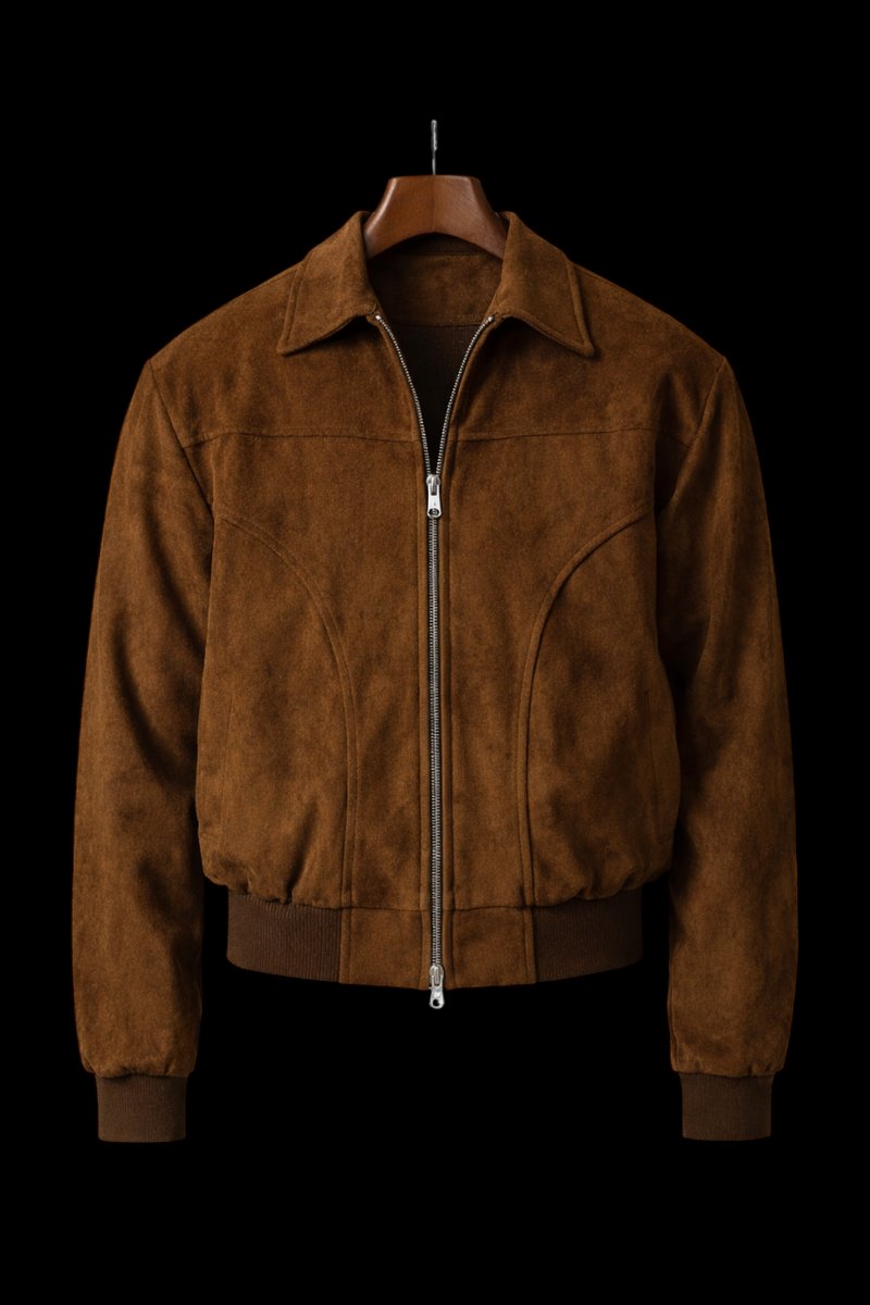Men's Heritage Suede Bomber Jacket Full-Zip Flight Coat