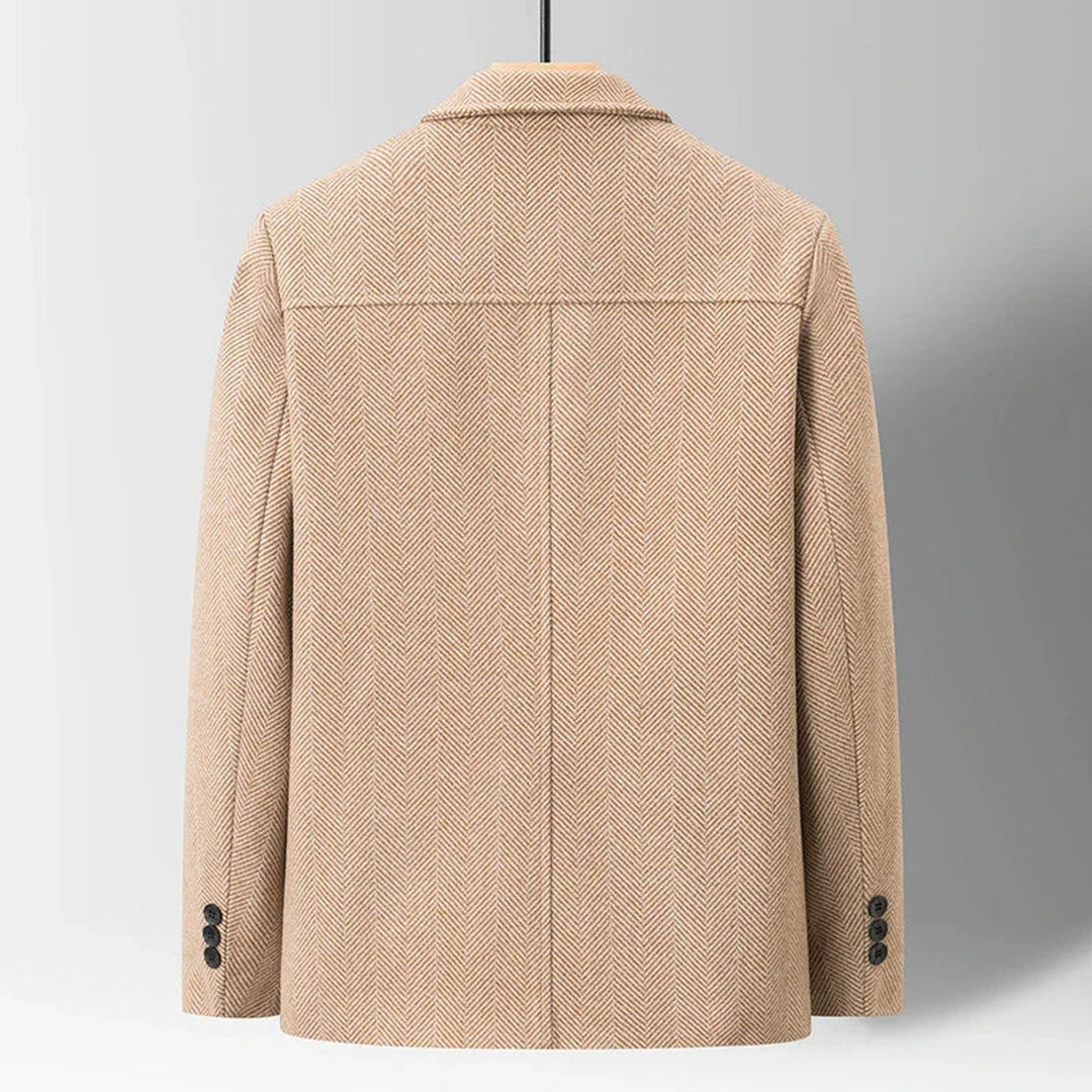 Mens Herringbone Wool-Blend Button-Up Jacket Coat