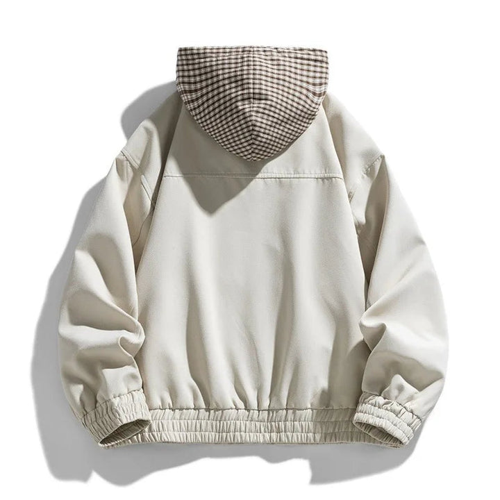 Men's Hooded Bomber Jacket Plaid-Lined Zip-Up Coat