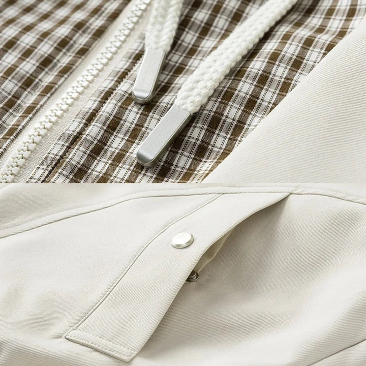 Men's Hooded Bomber Jacket Plaid-Lined Zip-Up Coat