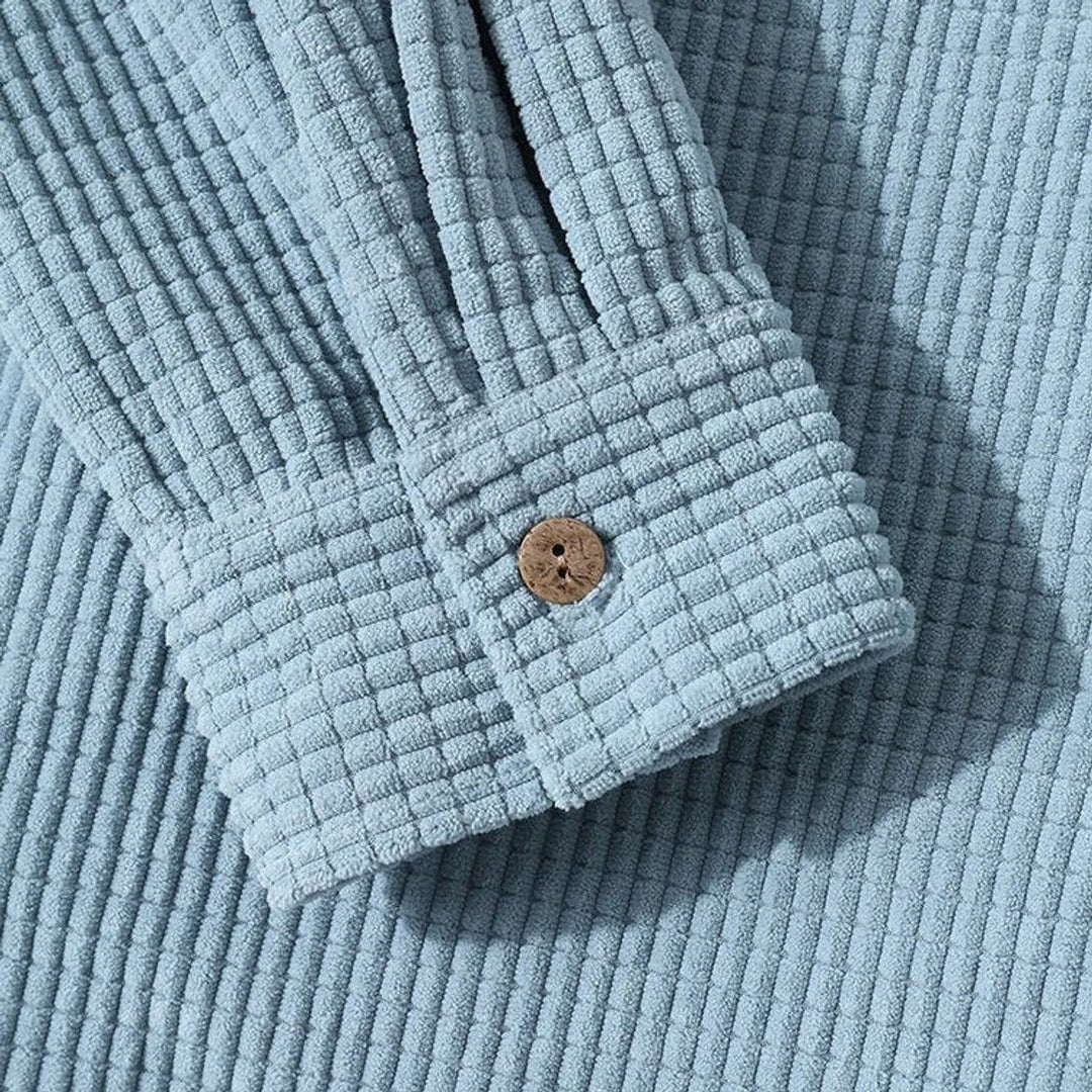 Mens Hooded Button-Front Corduroy Cardigan Jumper