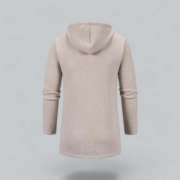 Men's Hooded Longline Waterproof Jacket Ribbed Knit Winter Coat