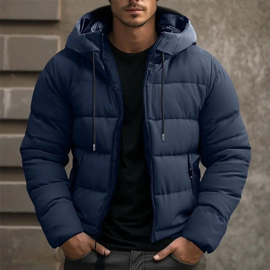 Men's Hooded Quilted Waterproof Puffer Jacket Winter Coat