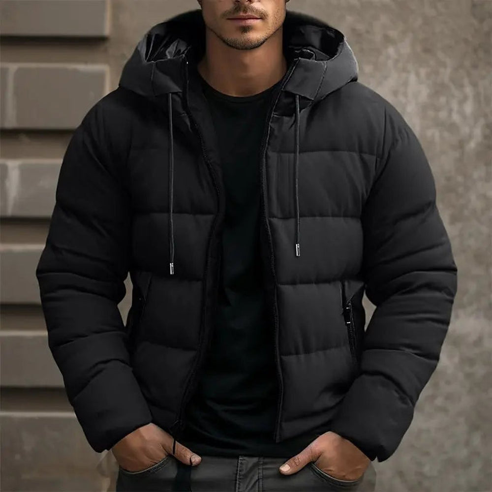 Men's Hooded Quilted Waterproof Puffer Jacket Winter Coat