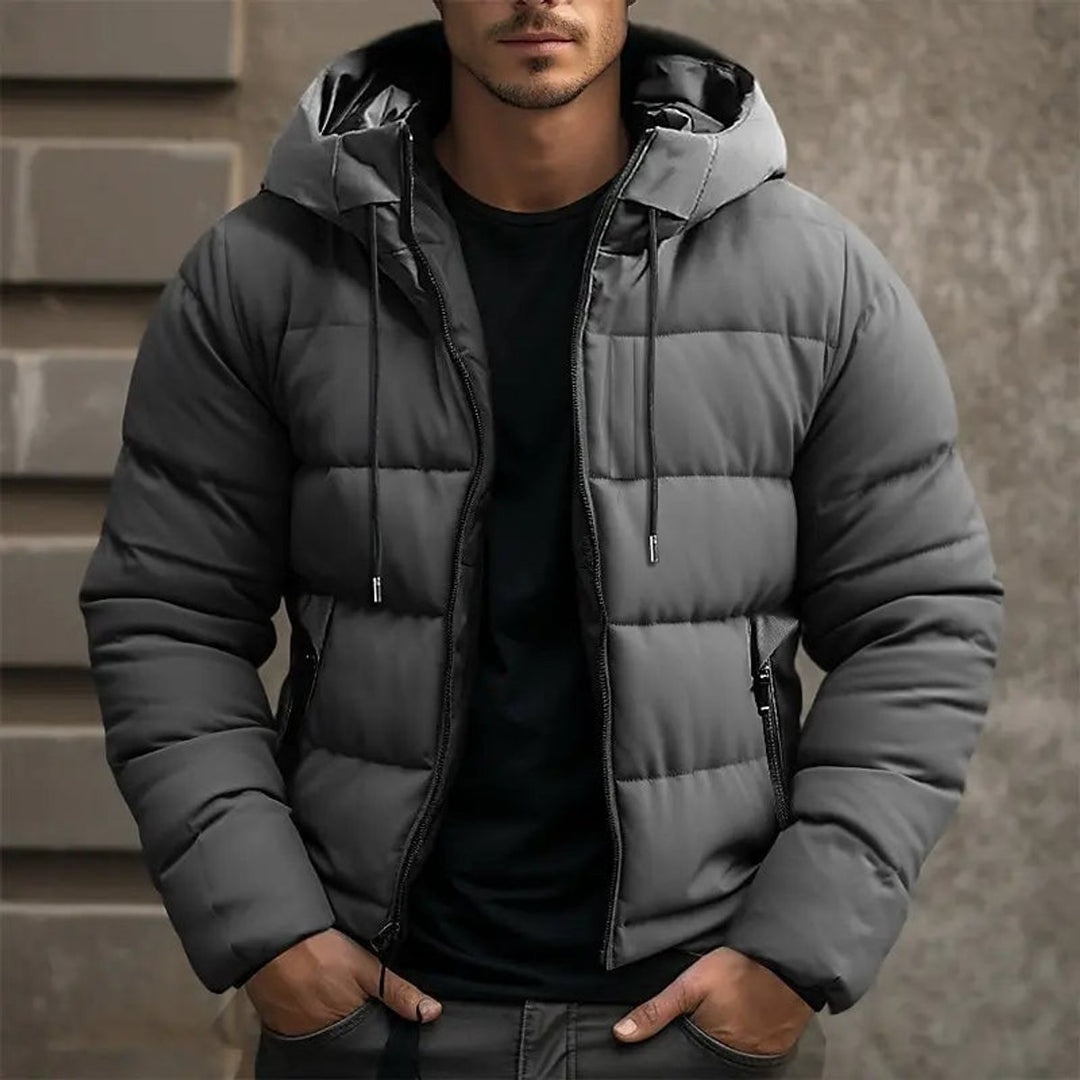 Men's Hooded Quilted Waterproof Puffer Jacket Winter Coat