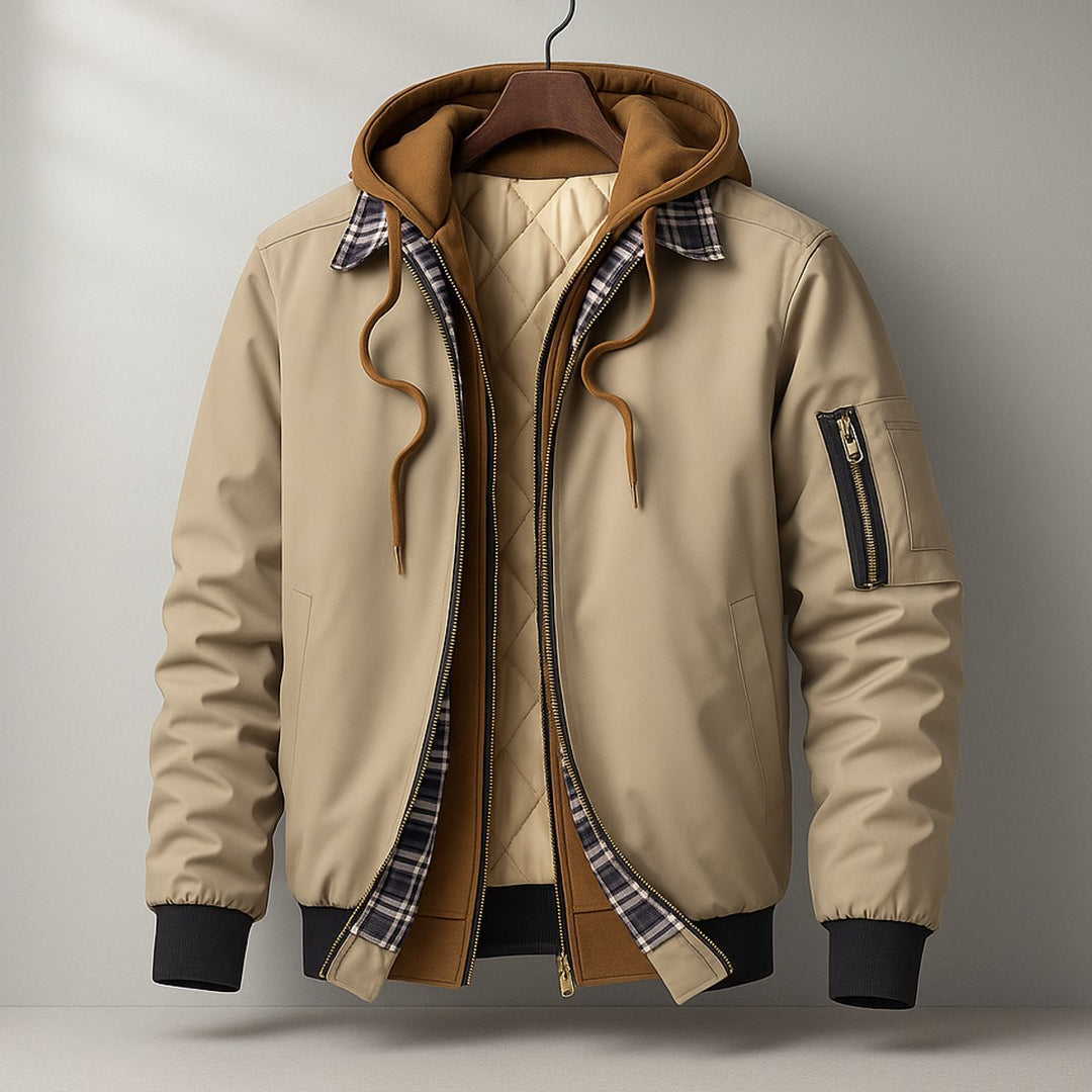 Mens Hooded Waterproof Bomber Jacket Quilted Shell Coat
