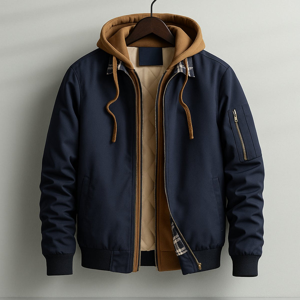 Mens Hooded Waterproof Bomber Jacket Quilted Shell Coat