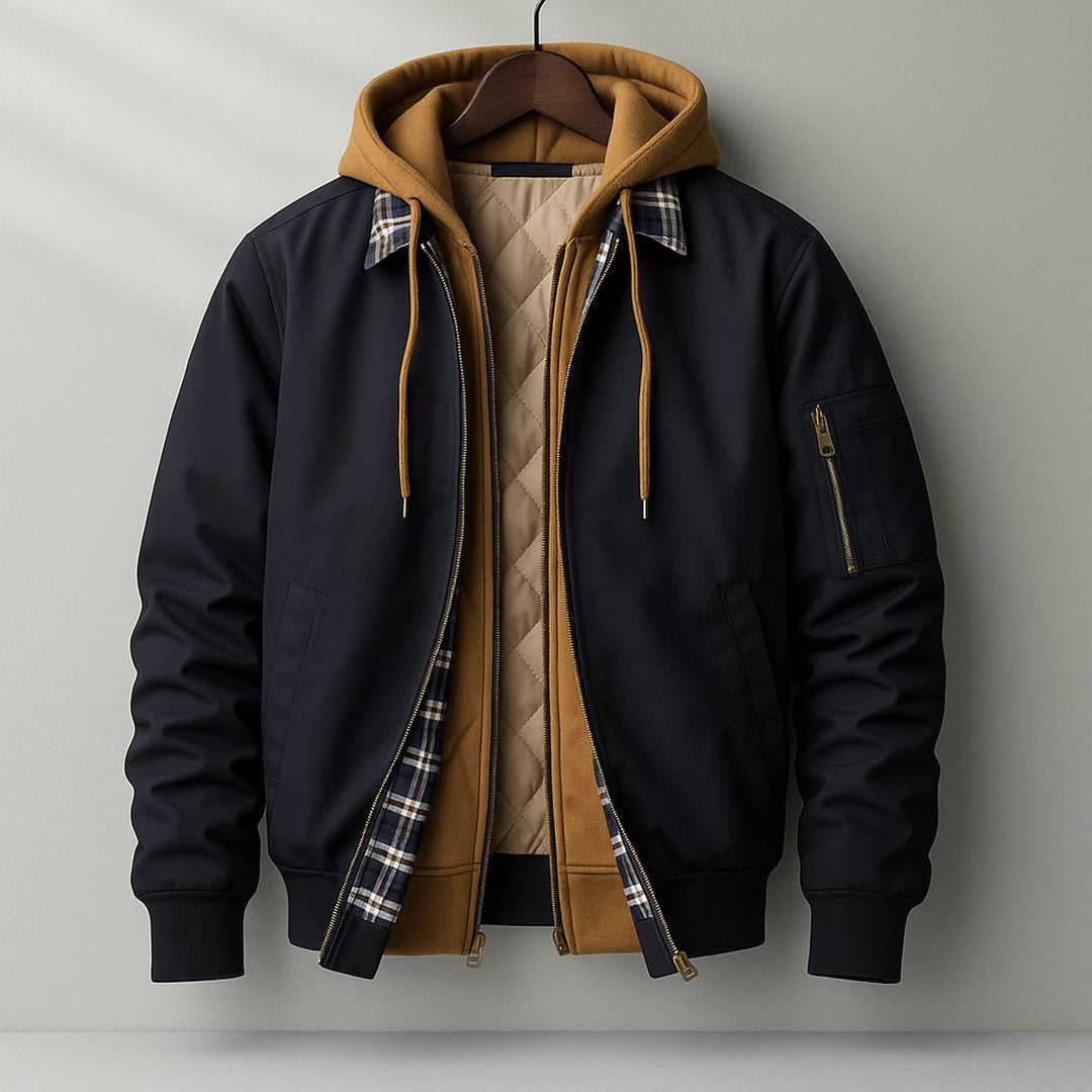 Mens Hooded Waterproof Bomber Jacket Quilted Shell Coat