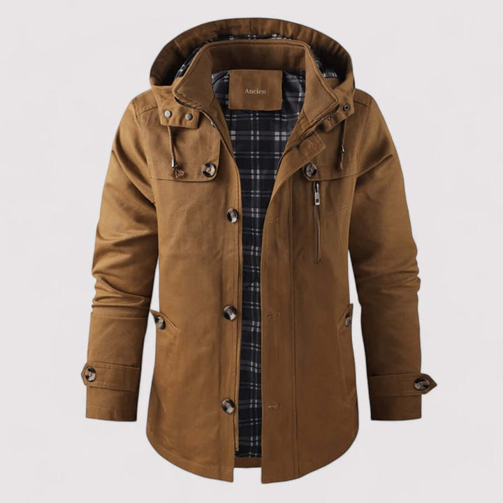 Men's Hooded Waterproof Jacket Fleece-Lined Winter Coat