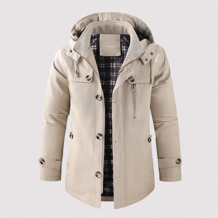 Men's Hooded Waterproof Jacket Fleece-Lined Winter Coat