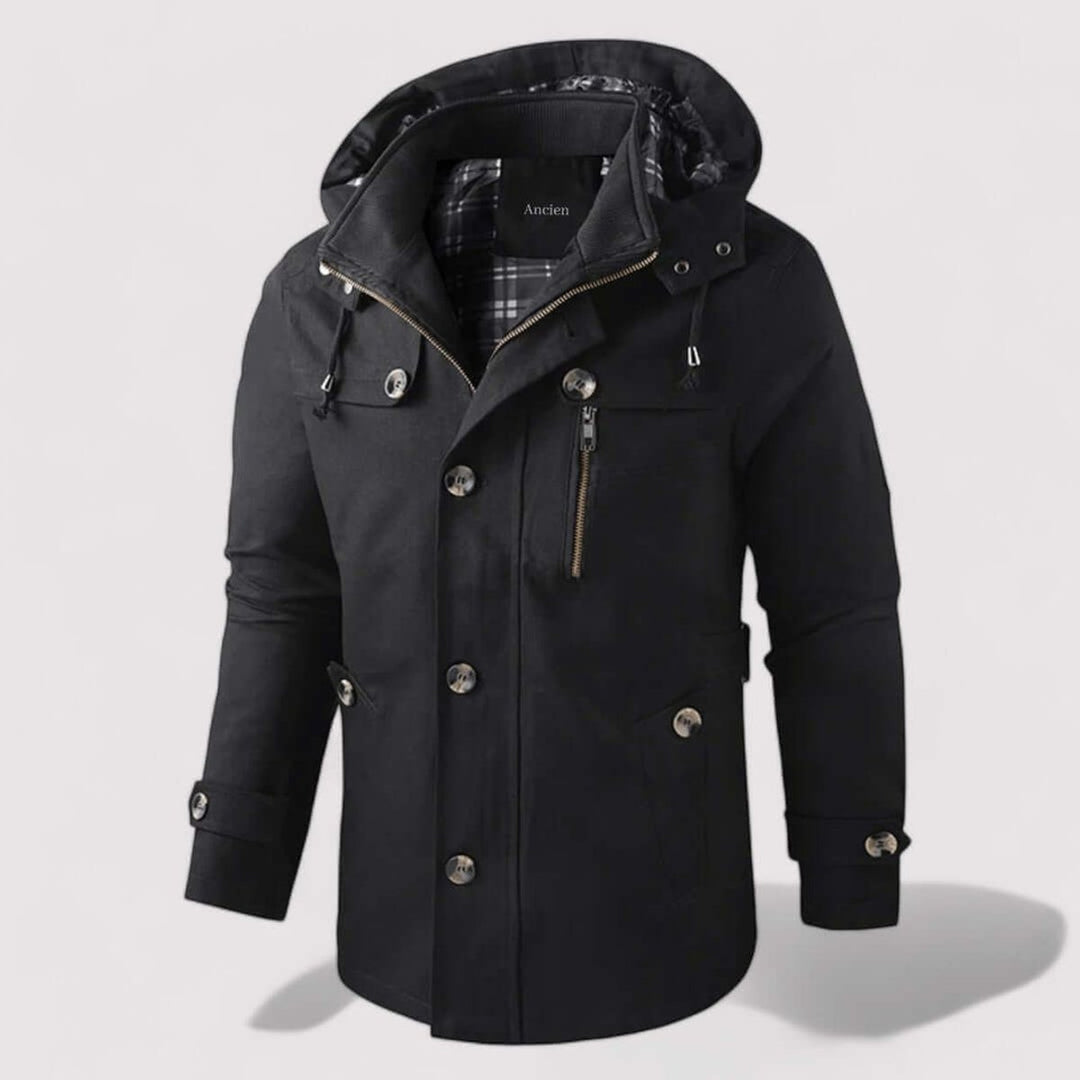 Men's Hooded Waterproof Jacket Fleece-Lined Winter Coat
