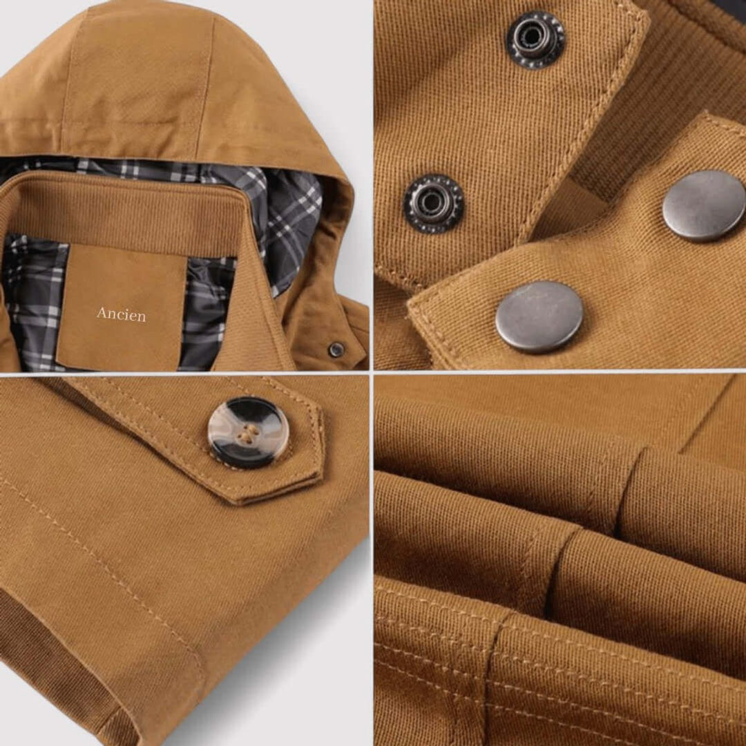 Men's Hooded Waterproof Jacket Fleece-Lined Winter Coat