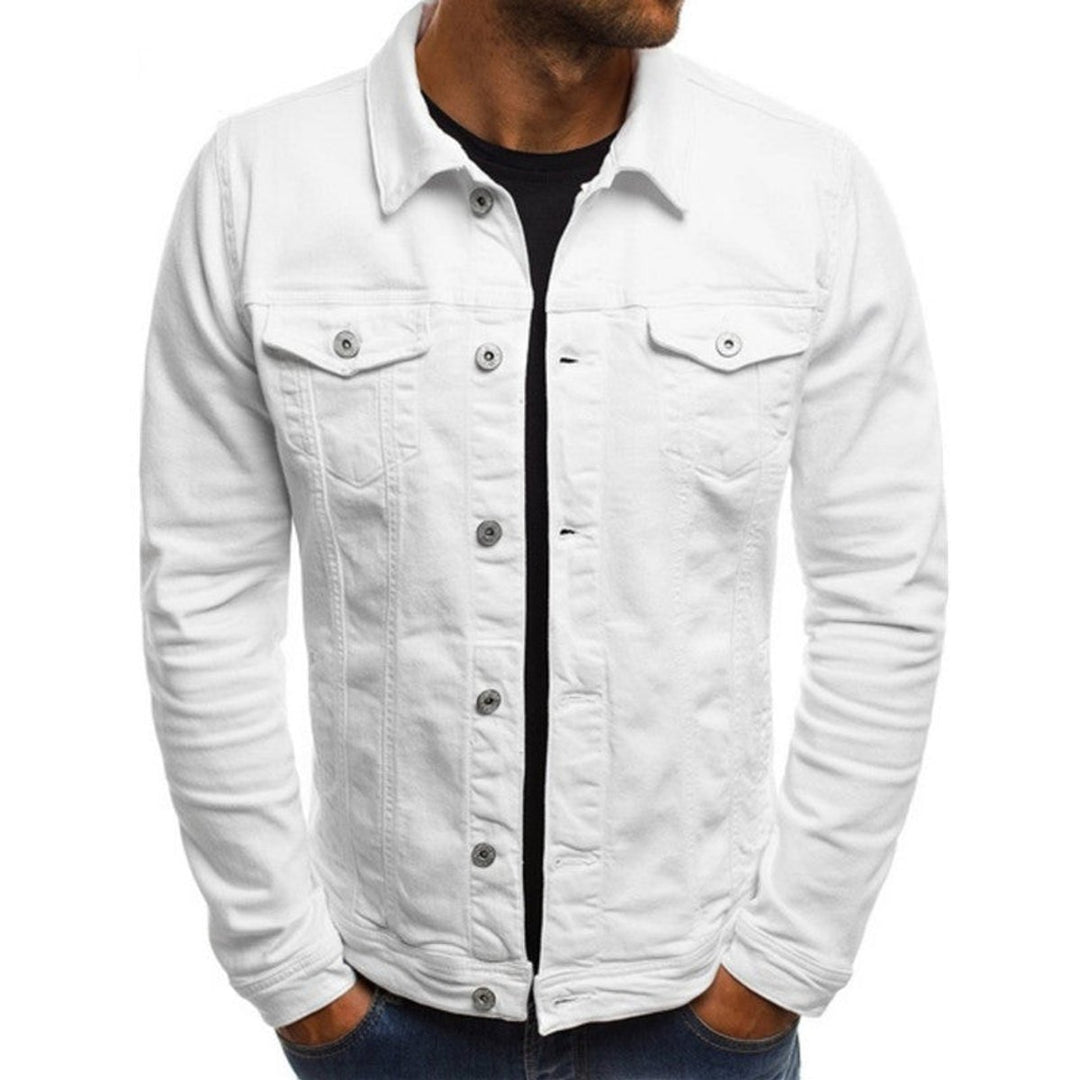 Mens Jacket Casual Multi-Pocket Denim Button-Up