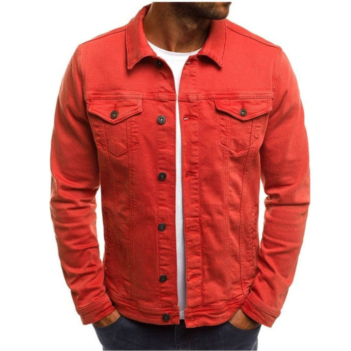 Mens Jacket Casual Multi-Pocket Denim Button-Up