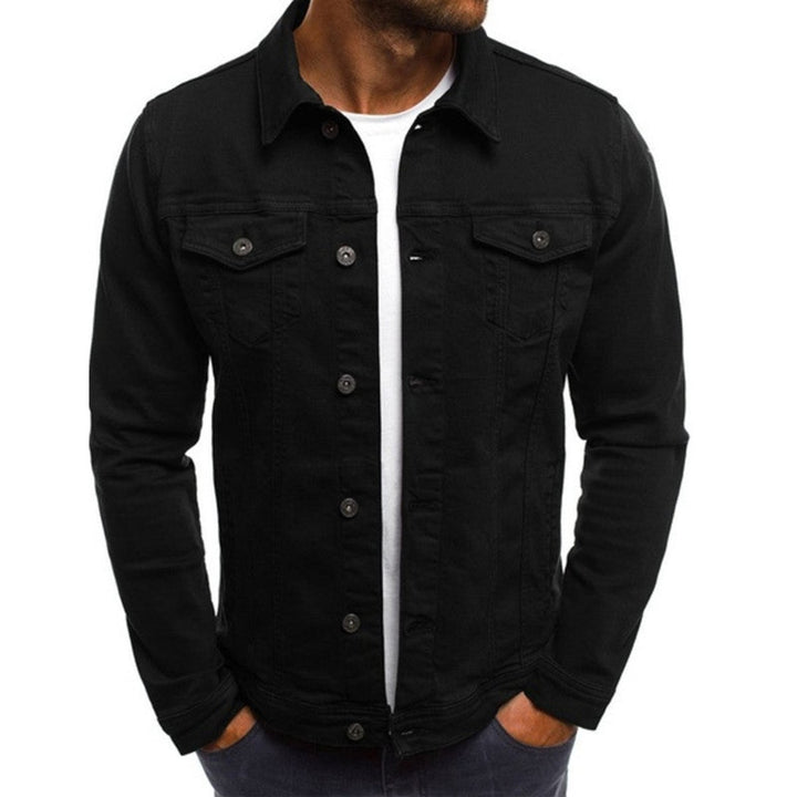 Mens Jacket Casual Multi-Pocket Denim Button-Up