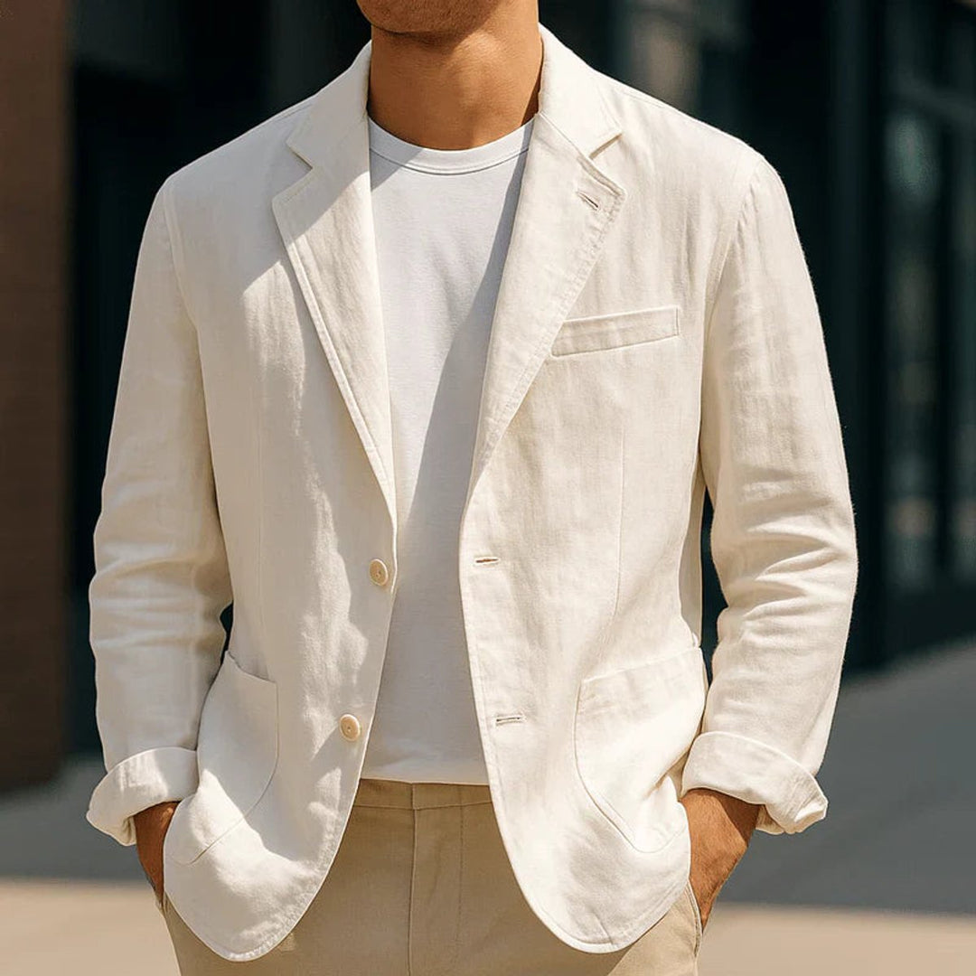 Mens Jacket Slim-Fit Lightweight Linen Blazer Coat