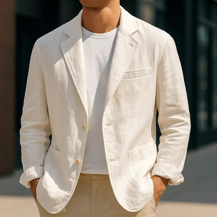 Mens Jacket Slim-Fit Lightweight Linen Blazer Coat
