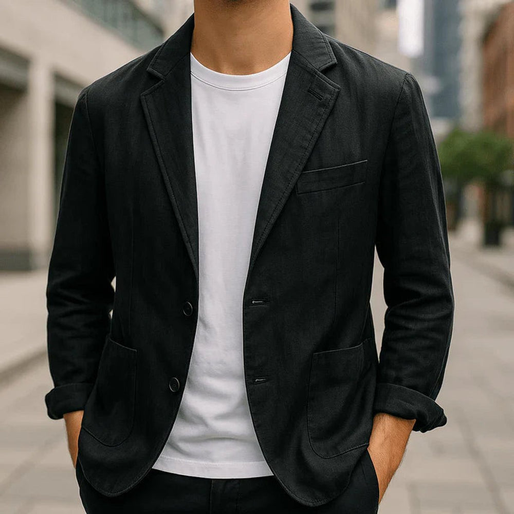 Mens Jacket Slim-Fit Lightweight Linen Blazer Coat