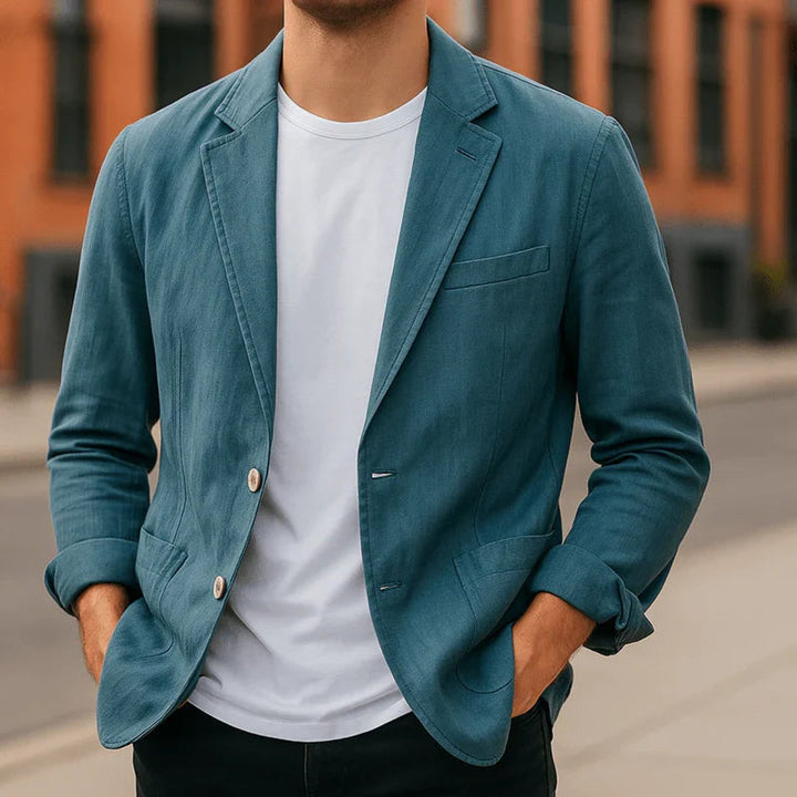 Mens Jacket Slim-Fit Lightweight Linen Blazer Coat