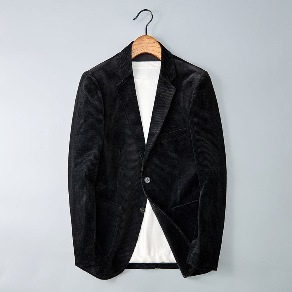 Mens Jacket Smart Casual Corduroy Notched Lapel Blazer