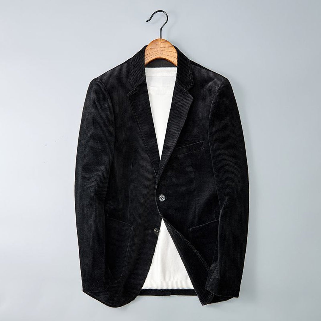 Mens Jacket Smart Casual Corduroy Notched Lapel Blazer