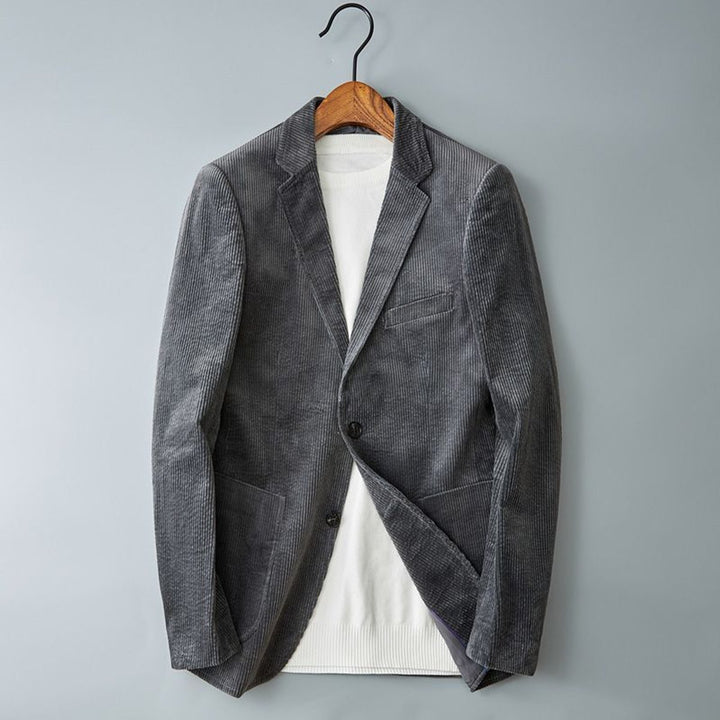 Mens Jacket Smart Casual Corduroy Notched Lapel Blazer