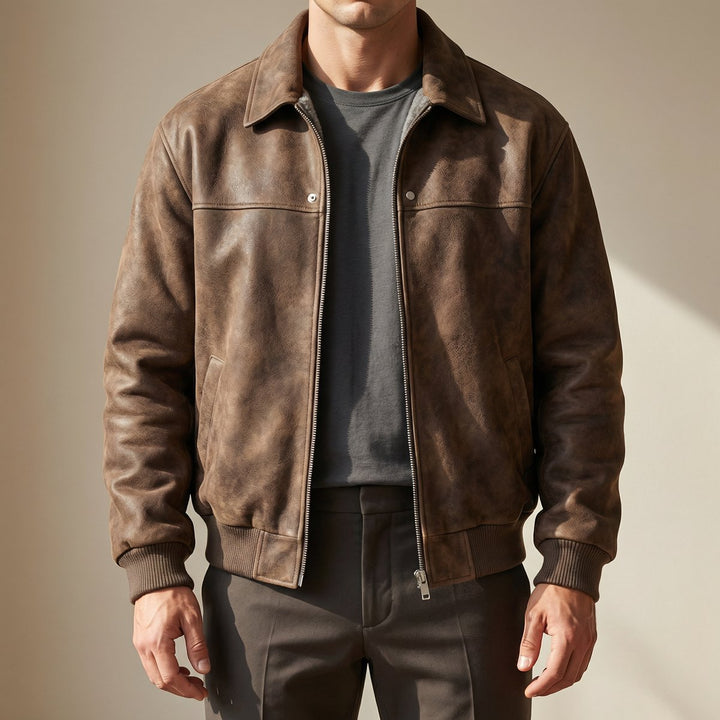 Mens Jacket Tailored Lambskin Leather Bomber Coat