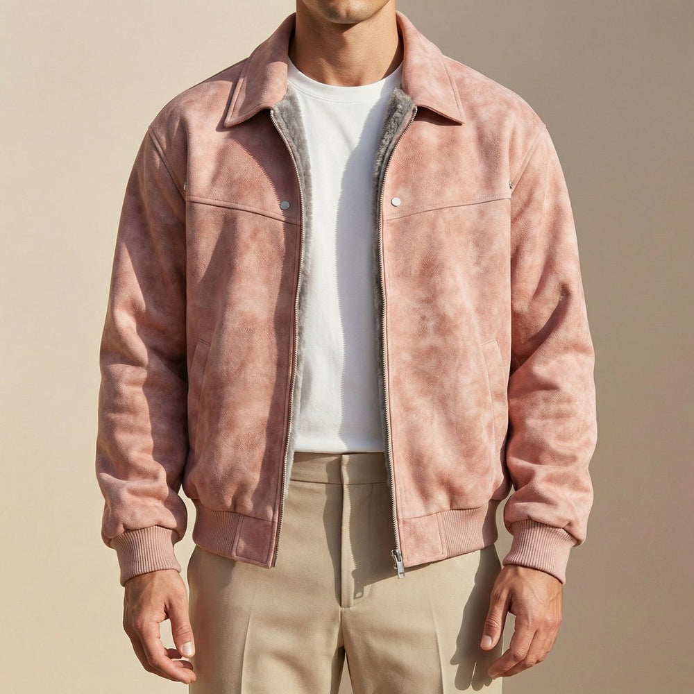 Mens Jacket Tailored Lambskin Leather Bomber Coat