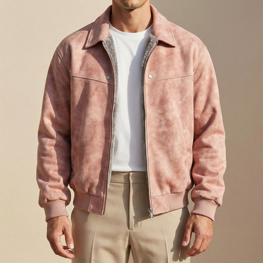Mens Jacket Tailored Lambskin Leather Bomber Coat