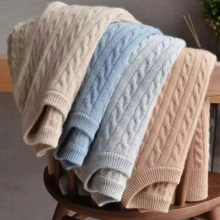 Mens Jumper Cable Knit Pure Cotton Crew Neck Pullover