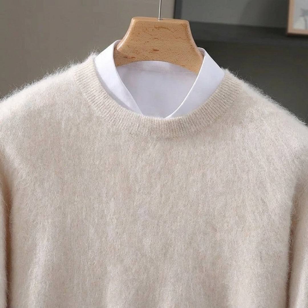 Mens Jumper Cashmere Mink Blend Crew Neck Knitted Pullover