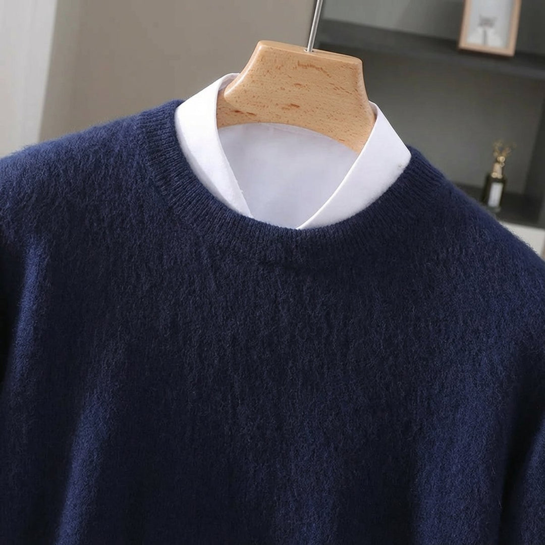 Mens Jumper Cashmere Mink Blend Crew Neck Knitted Pullover