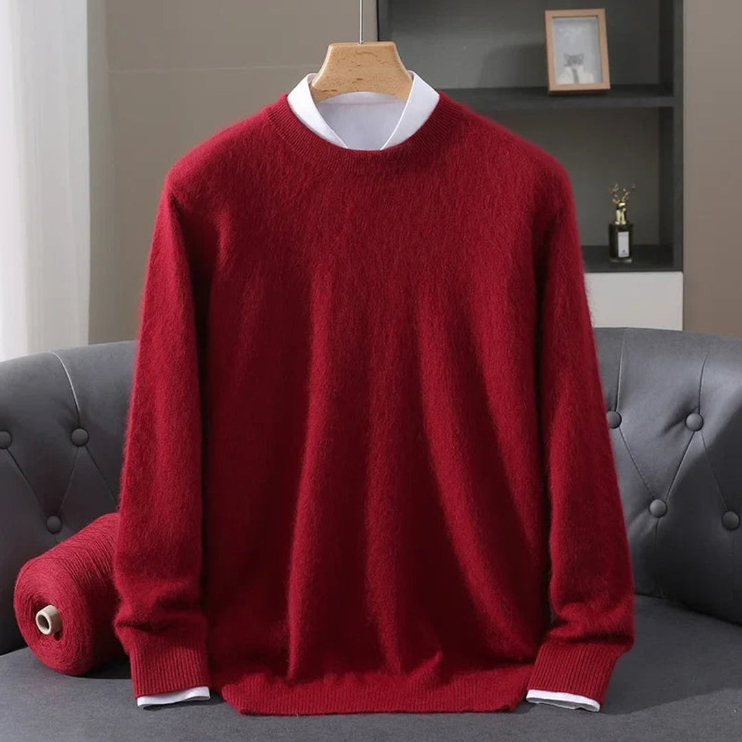 Mens Jumper Cashmere Mink Blend Crew Neck Knitted Pullover