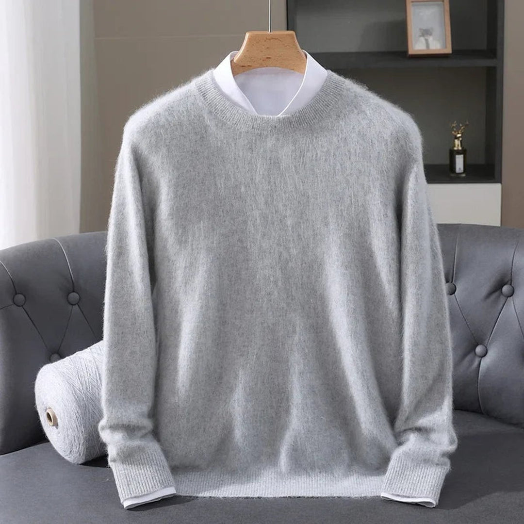 Mens Jumper Cashmere Mink Blend Crew Neck Knitted Pullover