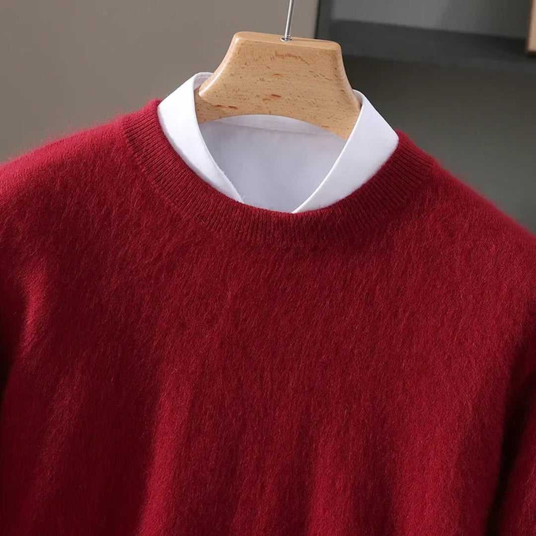 Mens Jumper Cashmere Mink Blend Crew Neck Knitted Pullover