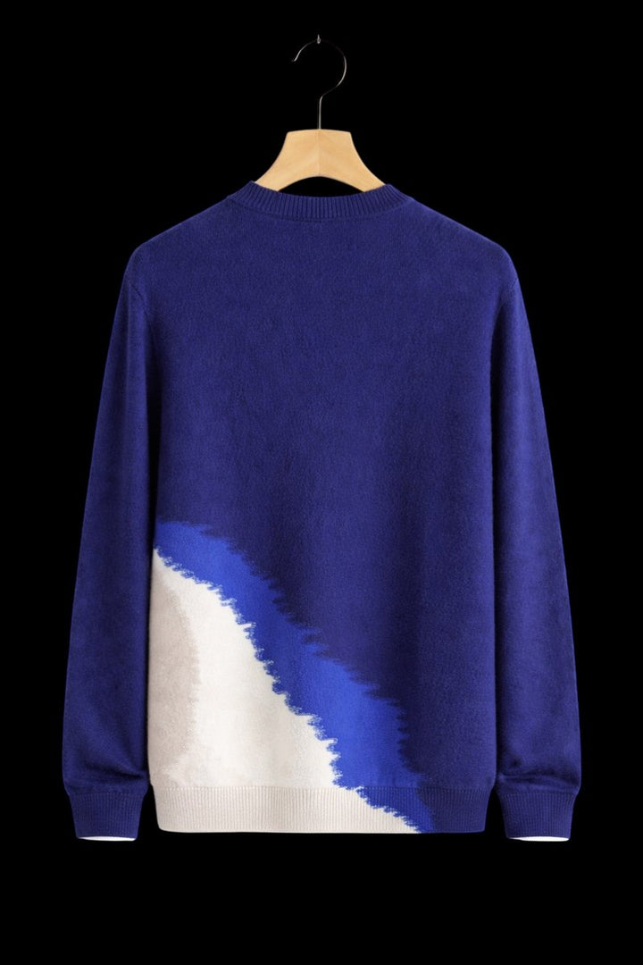 Mens Jumper Fine Wool Crewneck Ocean Gradient Knit Pullover