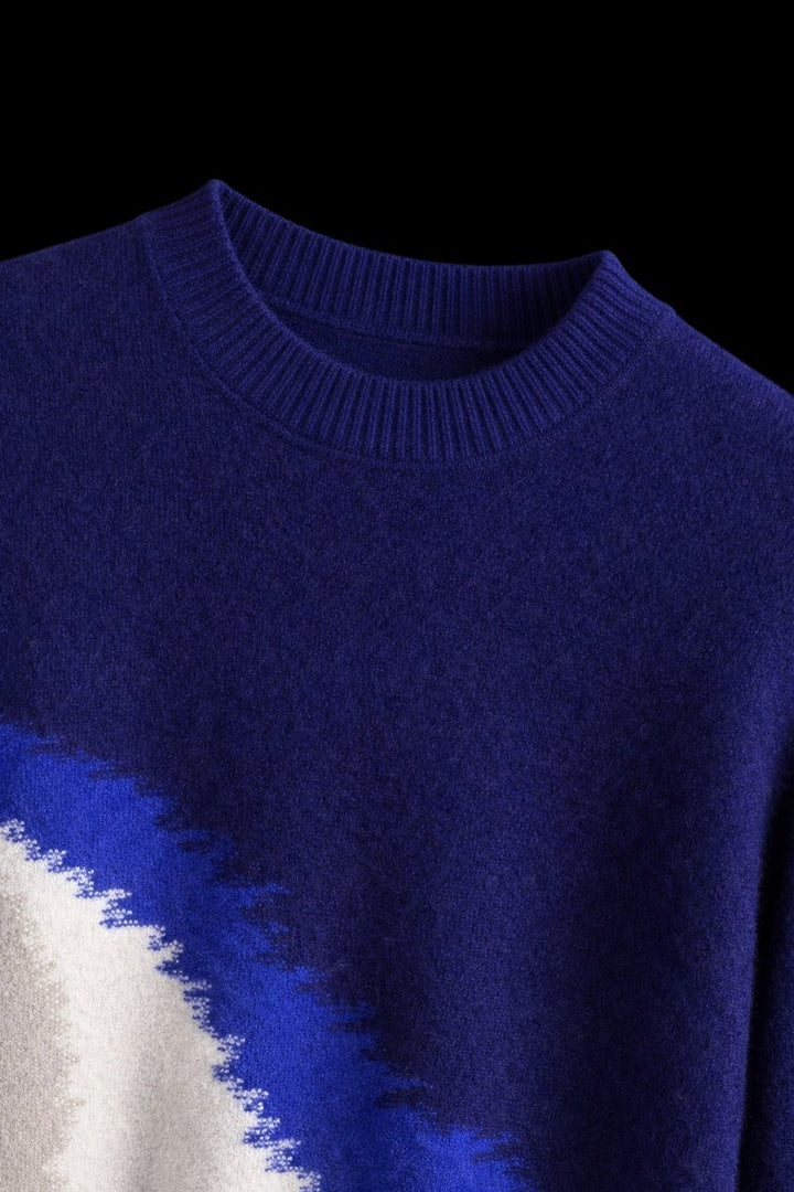 Mens Jumper Fine Wool Crewneck Ocean Gradient Knit Pullover