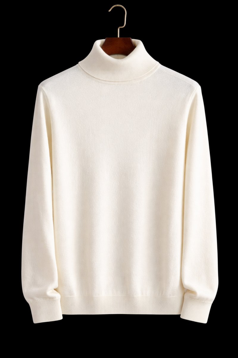 Mens Jumper Fine Wool Slim Fit Turtleneck Knit Pullover