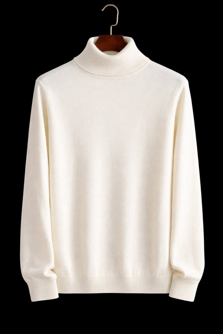 Mens Jumper Fine Wool Slim Fit Turtleneck Knit Pullover